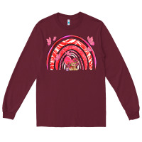 Burgundy valentines day rainbow with heart Long Sleeve Tee - NancyCooperArtShop