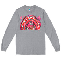 Heather Grey valentines day rainbow with heart Long Sleeve Tee - NancyCooperArtShop
