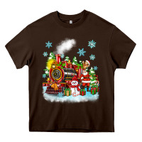 Chocolate Brown christmas polar express santa Heavy Core Tee - Zillion Design Studio