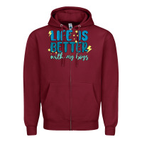 Burgundy life is better with my boys Zipper Hoodie - MaliasSmallBusiness