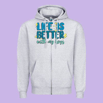 Life Is Better With My Boys Zipper Hoodie Designed By Maliassmallbusiness