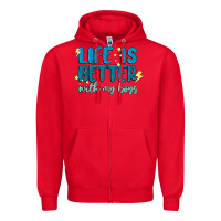 Red life is better with my boys Zipper Hoodie - MaliasSmallBusiness