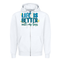 White life is better with my boys Zipper Hoodie - MaliasSmallBusiness