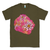 Army Green v.d  lavender and lotus patches Classic Tee - AdoDesignShop