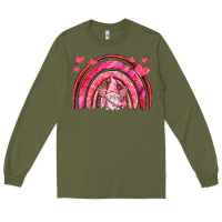 Army Green valentines day rainbow with cupid gnome Long Sleeve Tee - NancyCooperArtShop