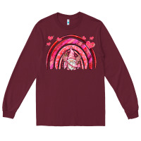 Burgundy valentines day rainbow with cupid gnome Long Sleeve Tee - NancyCooperArtShop