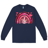 Navy valentines day rainbow with cupid gnome Long Sleeve Tee - NancyCooperArtShop
