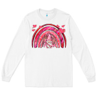 White valentines day rainbow with cupid gnome Long Sleeve Tee - NancyCooperArtShop