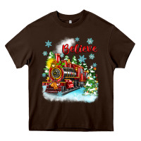 Chocolate Brown christmas polar express believe Heavy Core Tee - Zillion Design Studio