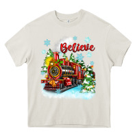 Cream christmas polar express believe Heavy Core Tee - Zillion Design Studio