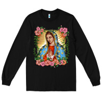 Black lady of guadalupe portrait Long Sleeve Tee - BarkalooDesign