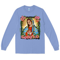 Colony Blue lady of guadalupe portrait Long Sleeve Tee - BarkalooDesign
