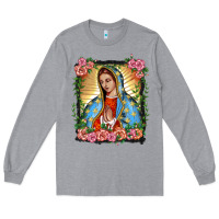 Heather Grey lady of guadalupe portrait Long Sleeve Tee - BarkalooDesign
