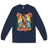 Navy lady of guadalupe portrait Long Sleeve Tee - BarkalooDesign
