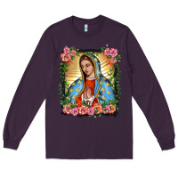 Plum lady of guadalupe portrait Long Sleeve Tee - BarkalooDesign