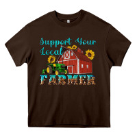 Chocolate Brown western support your local farmer Heavy Core Tee - Artiststas
