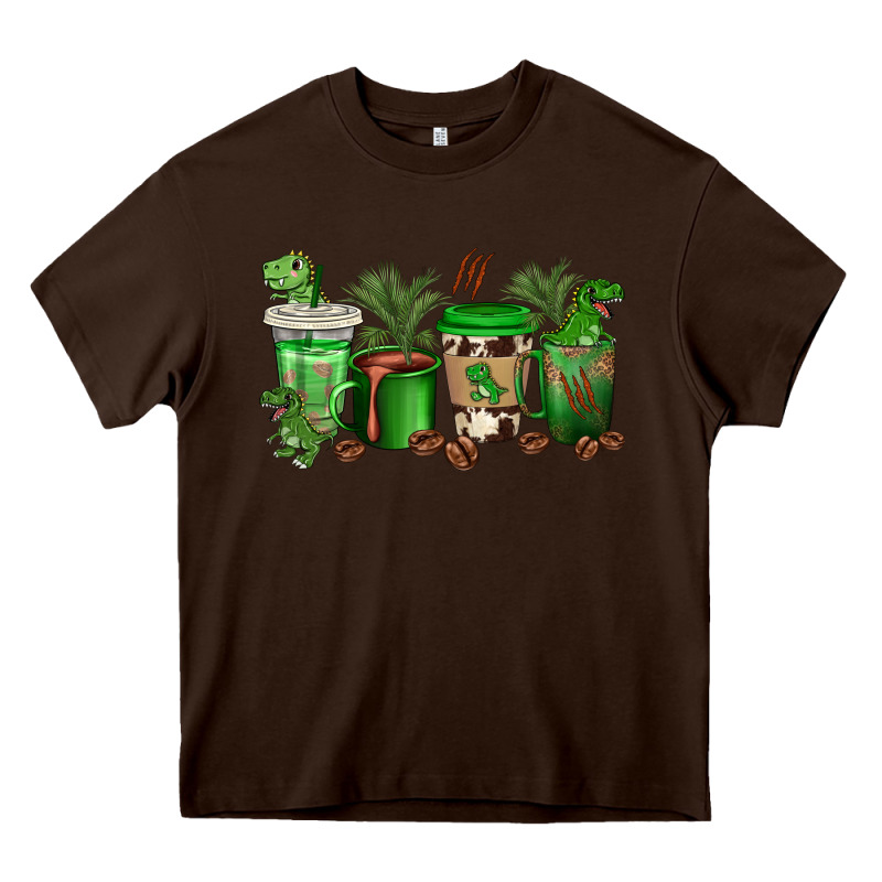 T  Rex Coffee Cups Heavy Core Tee by texasbilliewilder | Teevron