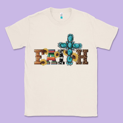 Western Gemstone Cross Faith Classic Tee Designed By Artiststas