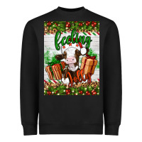 Black Christmas feeling jolly cow Heavyweight Sweatshirt - Artiststas