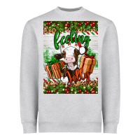 Heather Grey Christmas feeling jolly cow Heavyweight Sweatshirt - Artiststas