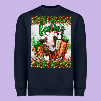 Christmas Feeling Jolly Cow Heavyweight Sweatshirt Designed By Artiststas