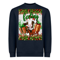 Navy Christmas feeling jolly cow Heavyweight Sweatshirt - Artiststas