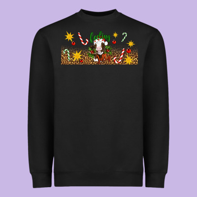 Christmas Feeling Jolly Cow Heavyweight Sweatshirt Designed By Artiststas