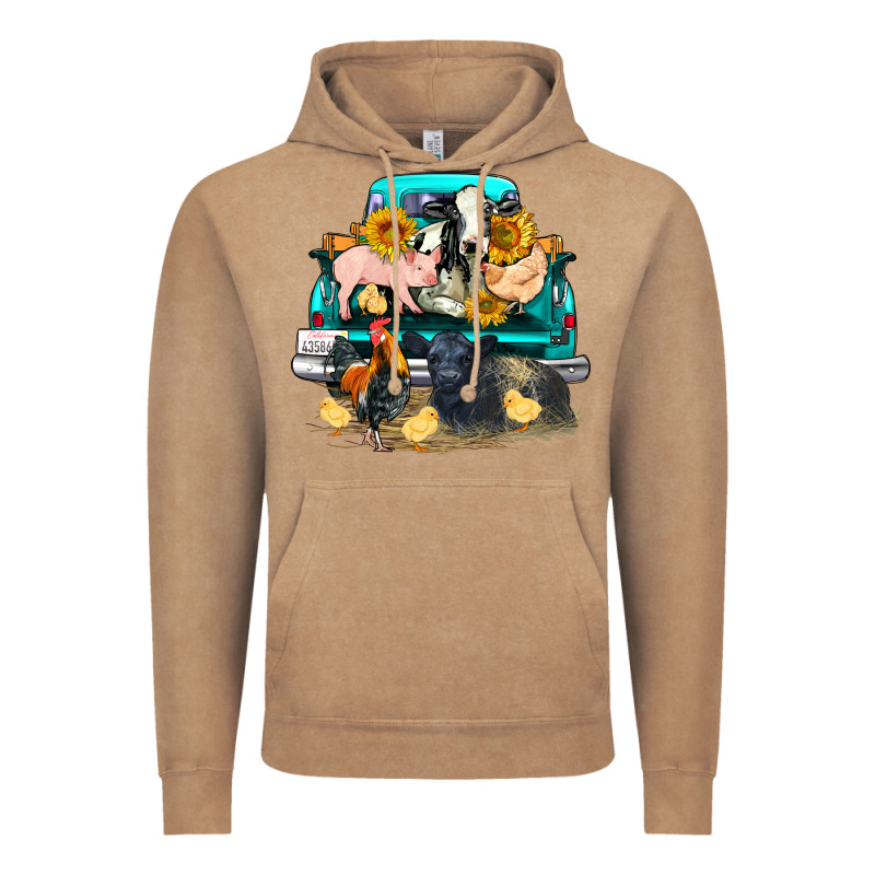 Farm Truck Farm Animals Vintage Hoodie by FaDigitalArtStudio | Teevron