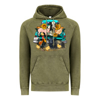 Vintage Olive farm truck farm animals Vintage Hoodie - FaDigitalArtStudio