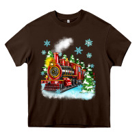 Chocolate Brown christmas polar express Heavy Core Tee - Zillion Design Studio