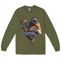 Army Green Sloth Long Sleeve Tee - LillyAllenDesigns