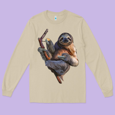 Sloth Long Sleeve Tee Designed By Lillyallendesigns