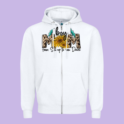 Boy Mom From Son Up To Sun Down Zipper Hoodie Designed By Maliassmallbusiness