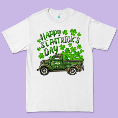 Premium Tee Happy st. patrick's day shamrock farm truck