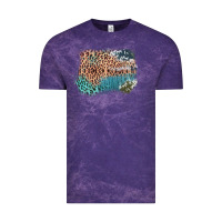 Cloud Purple Leopard Wood Cowhide Pattern Mixed Western Frame Vintage Tee - Bettercallsaul