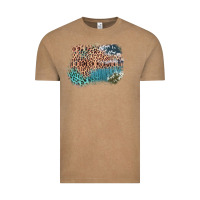 Vintage Coffee Leopard Wood Cowhide Pattern Mixed Western Frame Vintage Tee - Bettercallsaul
