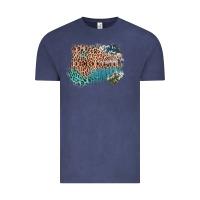 Vintage Denim Leopard Wood Cowhide Pattern Mixed Western Frame Vintage Tee - Bettercallsaul