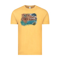 Vintage Mustard Leopard Wood Cowhide Pattern Mixed Western Frame Vintage Tee - Bettercallsaul
