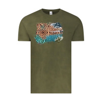 Vintage Olive Leopard Wood Cowhide Pattern Mixed Western Frame Vintage Tee - Bettercallsaul