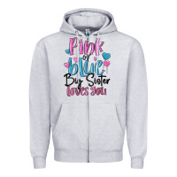 Heather Grey pink or blue big sister loves you Zipper Hoodie - MaliasSmallBusiness