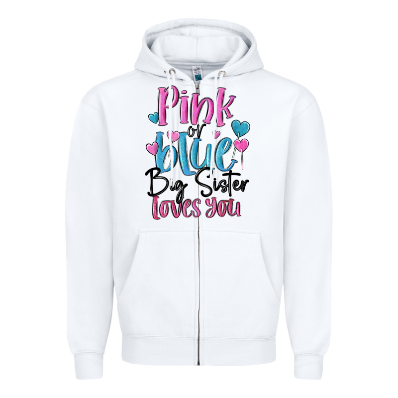 Pink Or Blue Big Sister Loves You Zipper Hoodie by MaliasSmallBusiness | Teevron