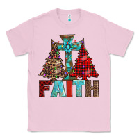 Bubblegum Pink cross and christmas trees Classic Tee - AdoDesignShop