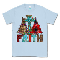 Dusty Blue cross and christmas trees Classic Tee - AdoDesignShop