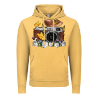 Vintage Mustard floral butterfly film roll vintage camera Vintage Hoodie - FaDigitalArtStudio