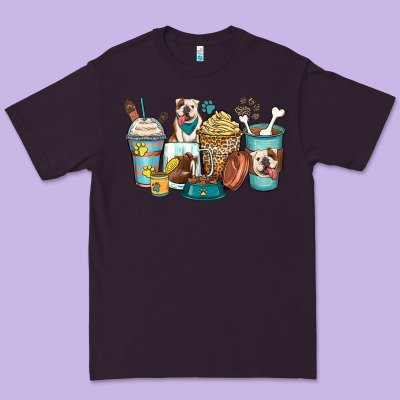 English Bulldog Coffee Cups Premium Tee Designed By Zillion Design Studio