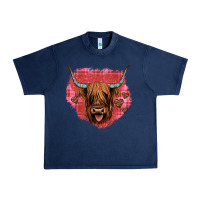 Navy highland cow valentines Urban Heavy Tee - JahusDesignShop