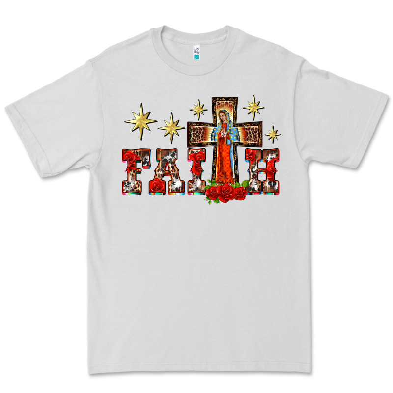Faith Our Lady Of Guadalupe Cross Premium Tee by BarkalooDesign | Teevron