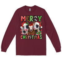 Burgundy merry christmas heifers Long Sleeve Tee - Jasminsmagicworld