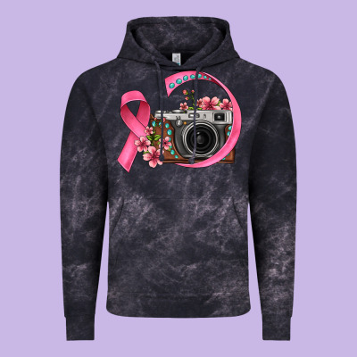 Floral Cancer Ribbon Vintage Camera Vintage Hoodie Designed By Fadigitalartstudio