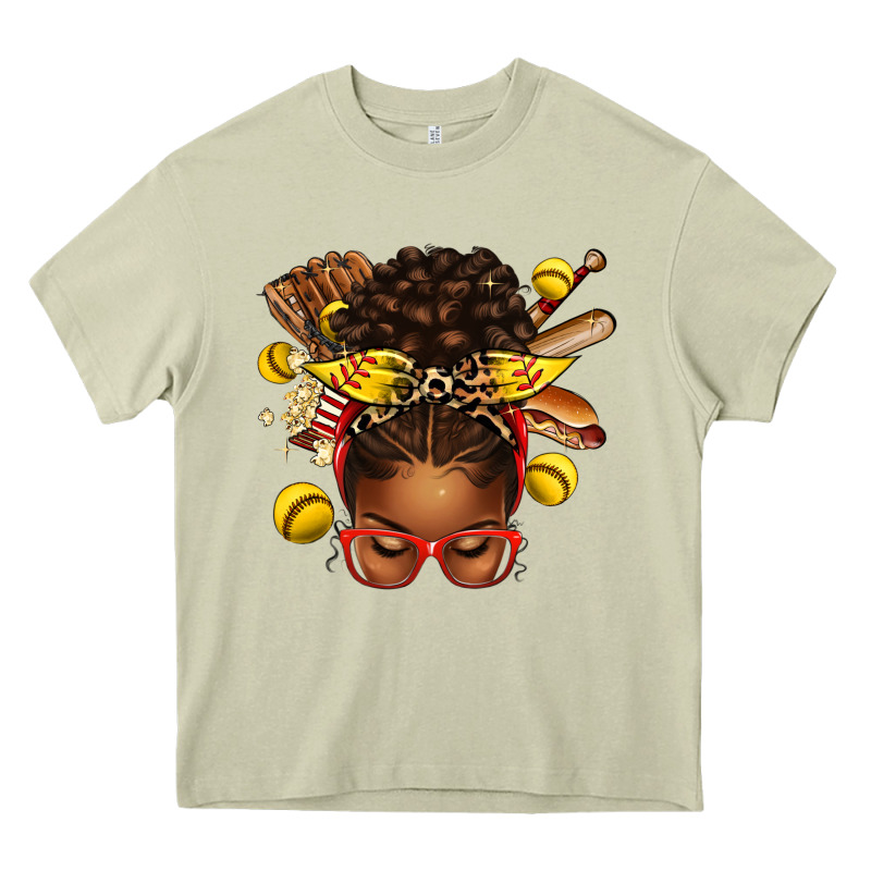 Softball Afro Messy Bun Heavy Core Tee by texasbilliewilder | Teevron